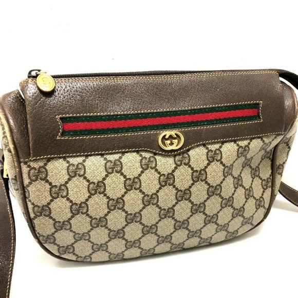 Gucci GUCCI Women's Shoulder Bag GG Canvas Leather Brown 449413 Pochette  Crossbody